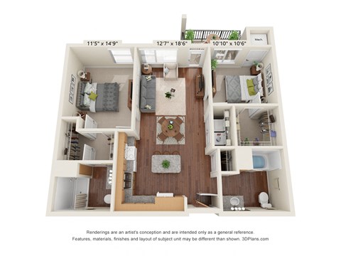 Centennial Crossings_Bedroom B1-ADA Floor Plan
